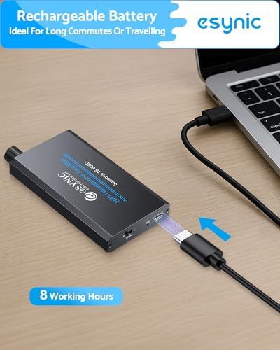 eSynic 16-600Ω Headphone Amplifier Portable - HiFi 3.5MM Audio Headphone Amp Rechargeable with 2-Stage Gain Switch-Aluminum Alloy Case &12H Playtime-0.0005% THD for MP3/Phone/PC/Laptop/Car (3.5mm AUX) - Image 6