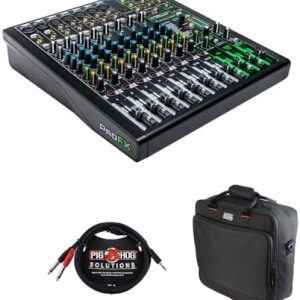 Mackie ProFX12v3 12-Channel Sound Reinforcement Mixer with Built-In FX, Gator Cases G-MIXERBAG-1515 Mixer Bag & Stereo Cable 10ft Bundle