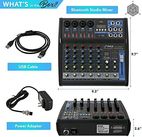Pyle 6-Channel Professional Audio Mixer - USB - Bluetooth - 48V Phantom Power - Digital MP3 Input - FX 16-Bit DSP - Desk System Interface - PMXU63BT - Image 3