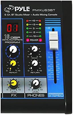 Pyle 6-Channel Professional Audio Mixer - USB - Bluetooth - 48V Phantom Power - Digital MP3 Input - FX 16-Bit DSP - Desk System Interface - PMXU63BT - Image 6
