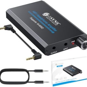 eSynic 16-600Ω Headphone Amplifier Portable – HiFi 3.5MM Audio Headphone Amp Rechargeable with 2-Stage Gain Switch-Aluminum Alloy Case &12H Playtime-0.0005% THD for MP3/Phone/PC/Laptop/Car (3.5mm AUX)